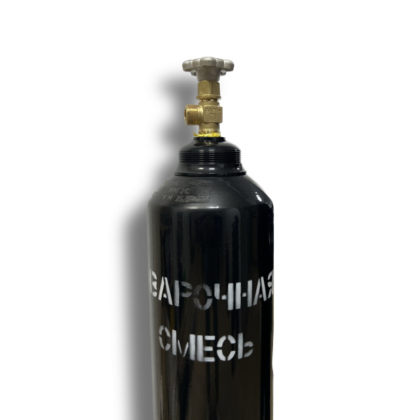 Баллон 20 л (159) (плоск. дно, чёрный, W27.8, с кольцом) Свар. смесь с ВК