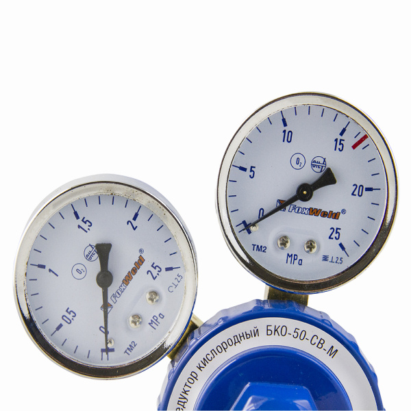 Редуктор FoxWeld  БКО-50-СВ-М (кислородный, 2 манометра, пр-во FoxWeld/КНР)
