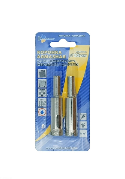 Коронка алмазная по керамике и кафелю 12мм 400012
